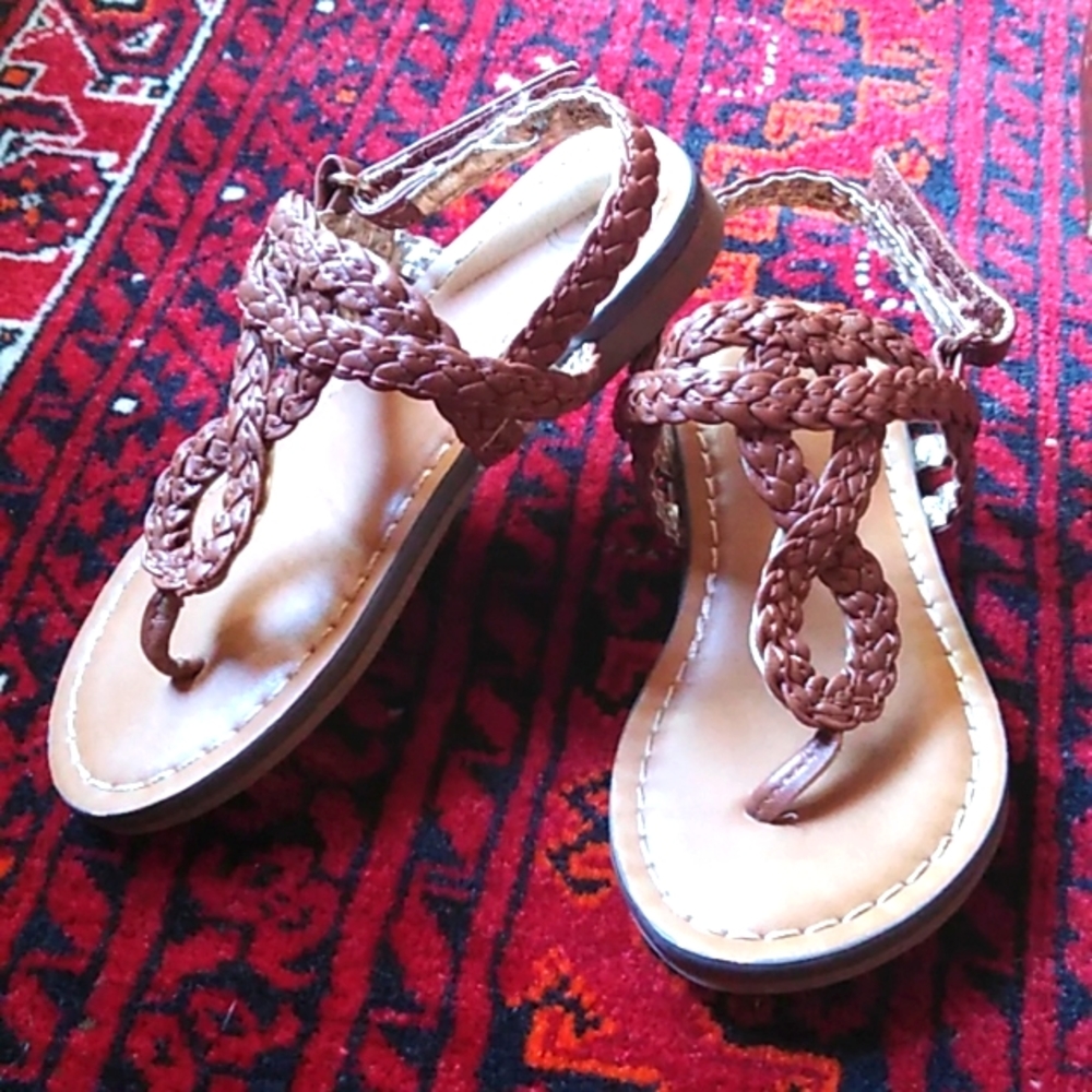 Braided Sandals by Wonder Nation. Sz Little Girls 8. Brown.